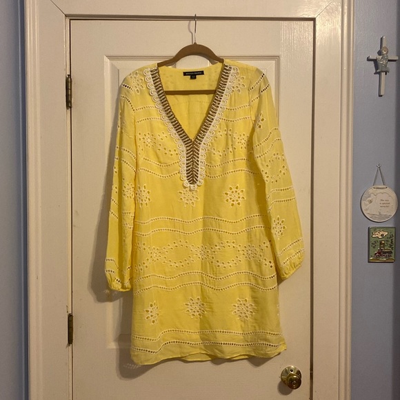 Winter getaway 2024. Lemon drop! Embellished Lace Tunic Dress by Boston Proper. - Picture 2 of 6